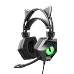 Casque de jeu filaire a oreille de chat a Led professionnel avec micro pour PS4 PS5 Xbox Ordinateur PC Gaming Headset HD Mic Avec Mute Key-cat ear green no box