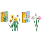 LEGO Creator Daffodils, Artificial Flowers Set for Kids & Creator Lotus Flowers Set, Bouquet Building Kit for Girls, Boys and Flower Fans