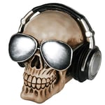 OOTB Skull with Earphones and Sunglasses Savings Bank, Polyresin, Multi-Colour, 12 x 9 x 16 cm