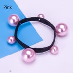 Pearl Hair Rope Rubber Bands Elastic Ponytail Holder Pink
