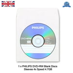 1 x Philips DVD+RW 120min 4x Speed Blank Media Discs 4.7GB Rewritable Sleeve