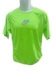 New NIKE RUN Mens DriFit Stay Cool Ventilated Lime Green Grey Top Shirt M