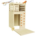 Maisonnette en bois pour enfants et ado avec mur escalade - Knight - Marron
