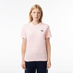 T-shirt femme loose fit Lacoste à rayures en jersey de coton Taille 32 Rose/blanc