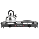 Progress Twin Hot Plate Electric Portable Tabletop Cooker Kitchen Hob 1000/1500W
