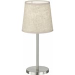 Etc-shop - Lampe de chevet, chambre, lampe à poser, salon, beige Lampe à poser, 30 cm, nickel mat, lin couleur sable, 1x douille E14, d 14 cm
