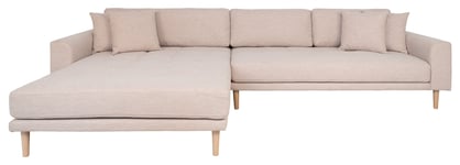 House Nordic Lounge sofa m. venstrevendt chaiselong, Sand puter og ben i naturlig tre