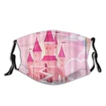 WINCAN Face Cover Christmas Castle Princess Fantasy Flying Tale Palace Fairies Clouds Magic Fairytale Royal Balaclava Reusable Anti-Dust Mouth Bandanas Running Neck Gaiter with 2 Filters for Men Women