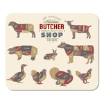 Mousepad Computer Notepad Office Butcher Farm Animals Silhouette Cow Rabbit Sheep Pig Goat Goose Duck Turkey Home School Game Player Computer Worker Inch