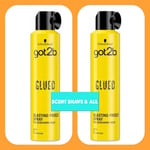 2 x SCHWARZKOPF GOT2B GLUED BLASTING FREEZE SPRAY 300ML HAIRSPRAY FAST FREE POST