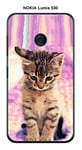 Coque Nokia Lumia 530 design Chat tigre fond rose