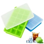 Ice Cube Trays Silicone, Ice Cube Tray with Lid, Ice Trays 2 Pack, Easy Release Flexible Large Ice Cube Moulds, Dish Washer Safe BPA Free, Best for Freezer Baby Food Water Whiskey Cocktail and Drink