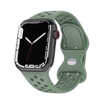 Bracelet compatible avec Apple Watch Bracelet de sport en silicone pour iWatch SE Series 8 7 6 5 4 3 2 1, vert, 42mm/44mm/45mm