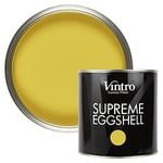 Vintro Paint | Yellow Eggshell Paint | for Walls | Wood | Trim | Satin Furniture Paint | Interior & Exterior Use. (2.5 Litres, Sunflower - Yellow)