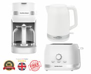 Hamilton Beach Ella  Breakfast Bundle Set White Kettle Toaster Coffee Machine