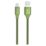 GreyLime Flettet (3A/15W) USB-C Kabel 2 meter - Grøn
