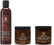 As I Am Coconut CoWash, Leave-In Conditioner,DoubleButter Cream Moisturizer-Set