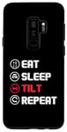 Coque pour Galaxy S9+ Machine d'arcade à répétition Eat Sleep Tilt Pinball Wizard Designer