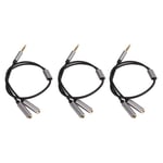 3Pcs Headset Splitter Cable 3.5mm Silver Headphone Splitters Mic Cables SG5