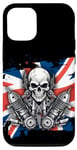 Coque pour iPhone 15 Crâne de moto patriotique britannique