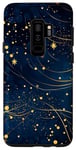 Coque pour Galaxy S9+ Jolie étoile scintillante bleu nuit dorée