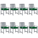 Lot de 8 Chaises de Jardin Exterieur - Chaises Relax Design avec coussins Bois d'acacia solide Gris vidaXL