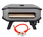 Cozze® Four à pizza à gaz de 13" avec thermomètre intégré, pierre à pizza de haute qualité, régulateur et tuyau – 5,0 kW, 50 mbar