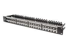 DIGITUS Patch panel modular - 48 ports 1HE - 19 inch rack - for RJ45 keystone modules - shielded - black