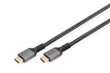 DIGITUS Câble de connexion HDMI 2.1 Ultra High Speed - UHD-II - 8k/60Hz - 4k/120Hz - câble tressé - 1.0m - compatible avec PS5, Xbox Series, TV/Beamer - contacts dorés - noir/argenté