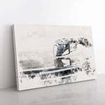 Big Box Art Needle of The Record Player Watercolour Canvas Wall Art Print Ready to Hang Picture, 76 x 50 cm (30 x 20 Inch), White, Greige, Grey, Olive, Green, Black