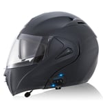 Bluetooth Casques Moto intégrés,Anti-Glare Full Face Modulable Double visières modulaire vélo Casques Motorcross Intercom Casque ECE Homologué K,M