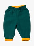 Little Green Radicals Baby Organic Cotton Reversible Pull On Trousers, Gold/Green