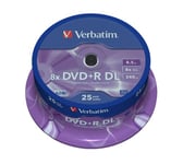 Verbatim 43757 DVD+R 8x DL Matt Silver 25 pack