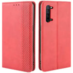 HualuBro OPPO Find X2 Lite Case, Retro PU Leather Full Body Shockproof Wallet Flip Case Cover with Card Slot Holder and Magnetic Closure for OPPO Find X2 Lite Phone Case (Red)