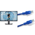 Dell SE2422HX 24 Inch Full HD (1920x1080) Monitor, 75Hz, VA, 5ms, AMD FreeSync & MSC Cat5e 5m Ethernet cable Ethernet Cable/Internet Cable