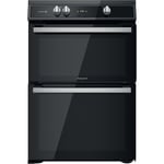 Refurbished Hotpoint HDT67I9HM2C 60cm Double Oven Induction Hob Electric Cooker Black