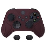 eXtremeRate PlayVital Samurai Edition Wine Red Anti-slip Controller Grip Silicone Skin, Ergonomic Soft Rubber Protective Case Cover for Xbox Series S/X Controller with Black Thumb Stick Caps