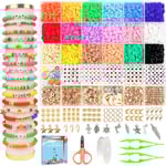 5300 st. Lera Pärlor Armband Gör-Det-Själv-Set, Vänarmbandssatser Platta Pärlor för Smyckestillverkning, Polymer Heishi Pärlor Set