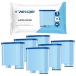 Wessper Cartouche Filtrante Aquaclean compatible avec Philips et Saeco machine à café, Filtre à eau avec charbon actif - 6 pièces