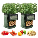 2Pack Potato Grow Bags 10 Gallon Plant Growing Bags Durable & Root Friendly Garden Bags with Strap Handles and Access Flap Window for Vegetables, Fruits, Strawberry, Home Grow Bag (10 Gallon)