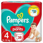 Pampers Baby-Dry Nappy Pants, Size 4 (9-15kg) Essential Pack 38 per pack