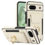 För Google Pixel 8a Kickstand Case Telefonfodral med Kortfack - Vit Vit
