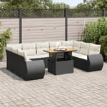 Loungegrupp 10 delar med svarta dynor konstrotting