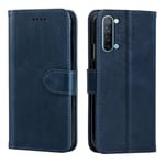 NOKOER Leather Case for Oppo Reno 3/Find X2 Lite, Flip Cowhide PU Leather Wallet Cover, Card Holder Leather Protective Phone Case for Oppo Reno 3/Find X2 Lite - Blue