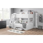 Pure White Triple Sleeper Book Case Bunk Bed