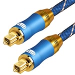 Optical Audio Cable, EMK Audio Cable Digital Toslink Optical Cable S/PDIF Toslink[OPTICAL]Connectors Compatible With Playstation, Sound Bar, Home Theater, Surround Sound Systems (6ft, Blue)