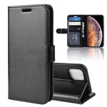 JIANWU Case Cover, R64 Texture Single Fold Horizontal Flip Leather Case for iPhone XI MAX, with Holder & Card Slots & Wallet (Color : Black)
