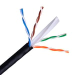 AISENS A135 – 0263 – Câble de réseau extérieur imperméable RJ45 (Rigide AWG24, Bobine de 100 m pour l'installation, résistant aux Rayons UV) Couleur Noir