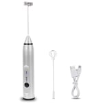 QIQIDIAN Milk Frother Electric Handheld, Electric Egg Beater Usb Rechargeable 3-Speed Electric Mixer, Milk Coffee Tea Stir Bar Baking Cream Foam Eggbeater Stirrer Food Blender,White