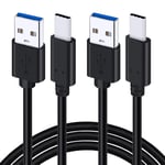 2Pcs 3FT 10mm Extended Long Tip USB-C Data Sync Fast Charger Cable Cord (USB 3.0 Male A to Type C 3.1 Male) for BlackView/Doogee/Oukitel/Cubot/Ulefone Rugged Phones or Case with Deep Recessed Ports